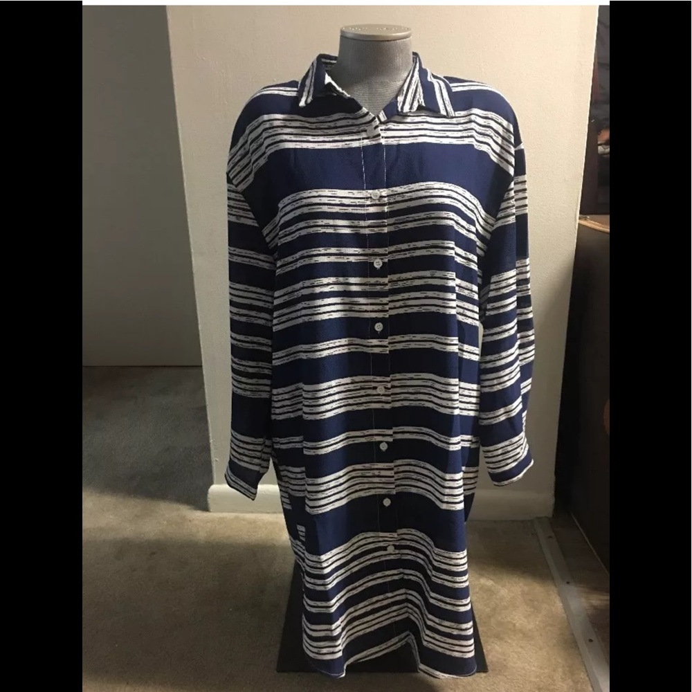 Belcci Shirt Dress Long Sleeve Navy/White size S/M